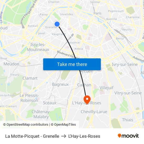 La Motte-Picquet - Grenelle to L'Hay-Les-Roses map