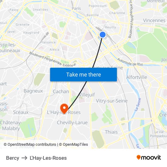 Bercy to L'Hay-Les-Roses map