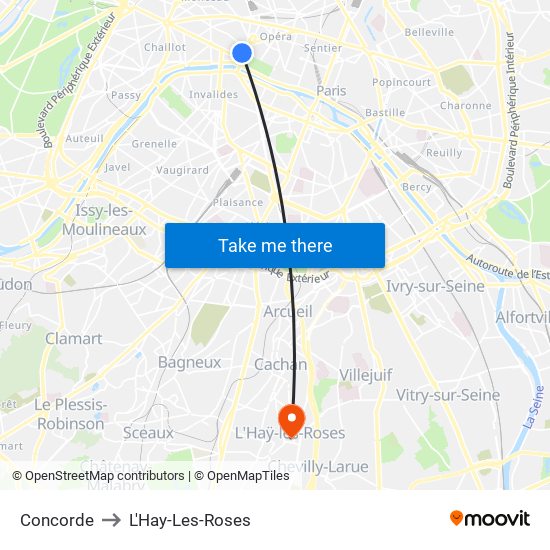 Concorde to L'Hay-Les-Roses map