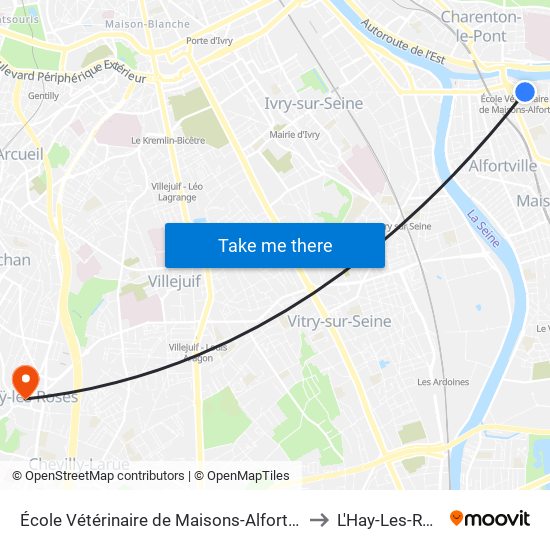 École Vétérinaire de Maisons-Alfort - Métro to L'Hay-Les-Roses map