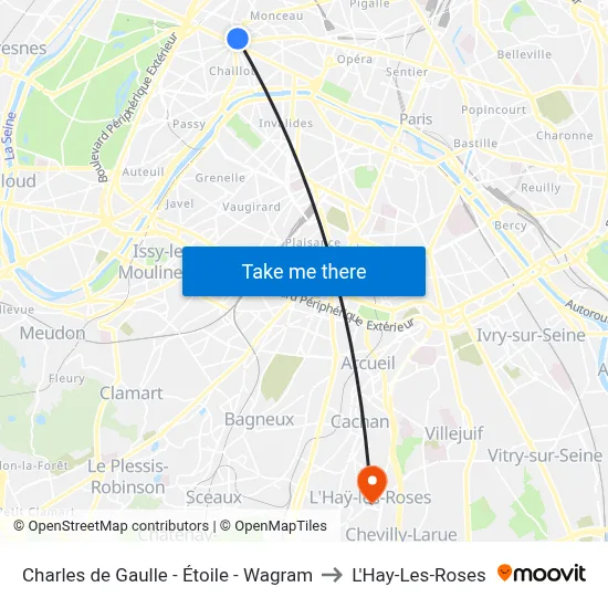 Charles de Gaulle - Étoile - Wagram to L'Hay-Les-Roses map