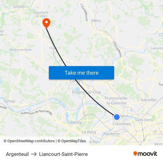 Argenteuil to Liancourt-Saint-Pierre map