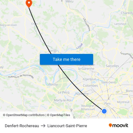 Denfert-Rochereau to Liancourt-Saint-Pierre map