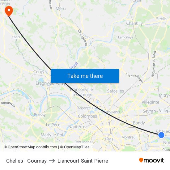 Chelles - Gournay to Liancourt-Saint-Pierre map