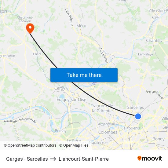 Garges - Sarcelles to Liancourt-Saint-Pierre map