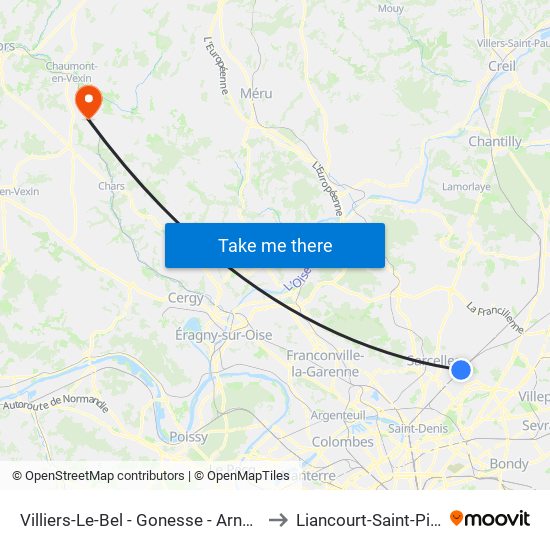 Villiers-Le-Bel - Gonesse - Arnouville to Liancourt-Saint-Pierre map