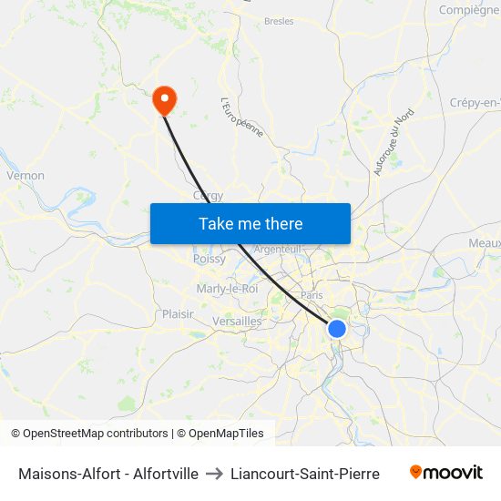Maisons-Alfort - Alfortville to Liancourt-Saint-Pierre map