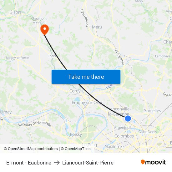 Ermont - Eaubonne to Liancourt-Saint-Pierre map