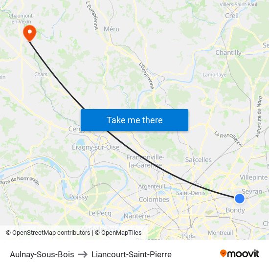 Aulnay-Sous-Bois to Liancourt-Saint-Pierre map