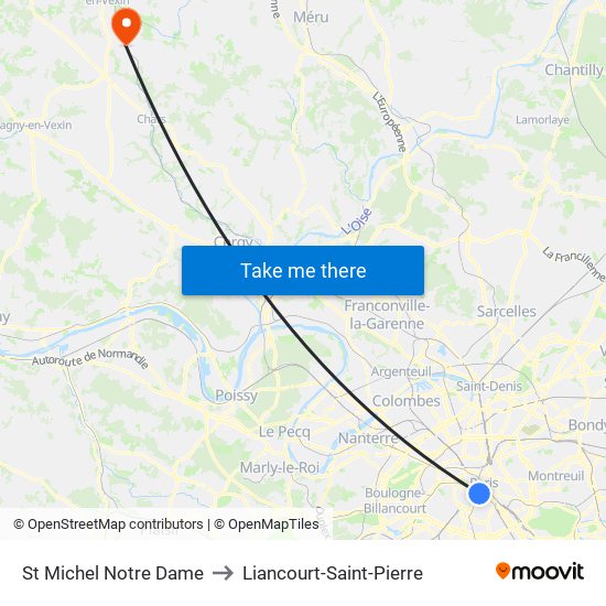 St Michel Notre Dame to Liancourt-Saint-Pierre map