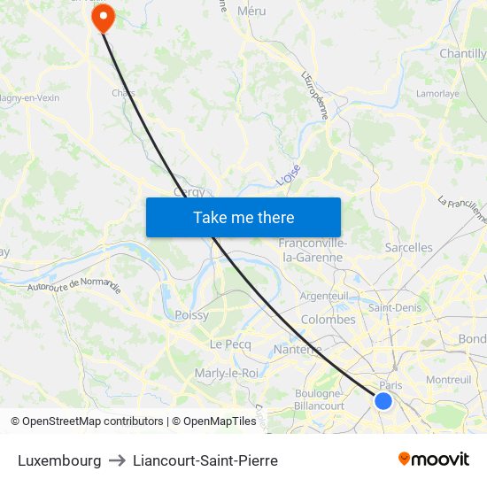 Luxembourg to Liancourt-Saint-Pierre map