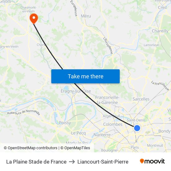 La Plaine Stade de France to Liancourt-Saint-Pierre map