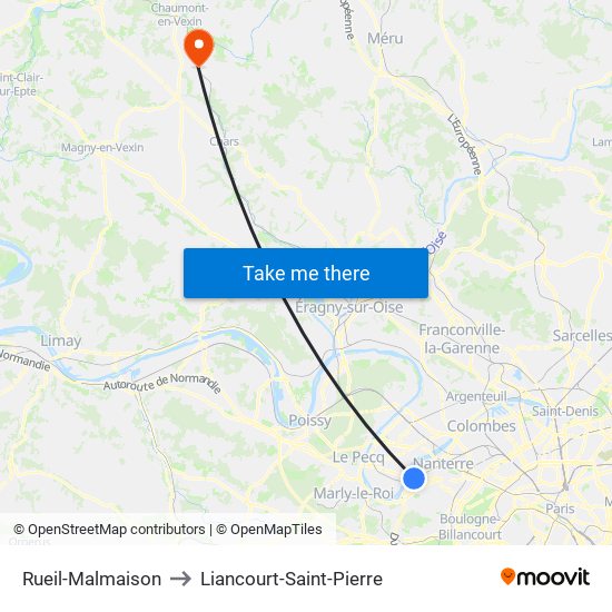 Rueil-Malmaison to Liancourt-Saint-Pierre map