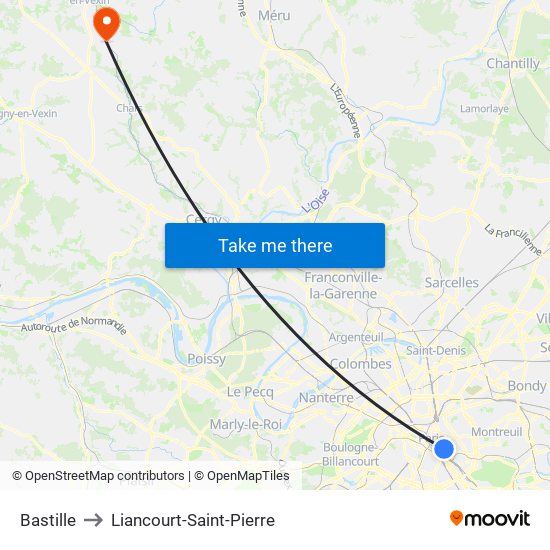Bastille to Liancourt-Saint-Pierre map