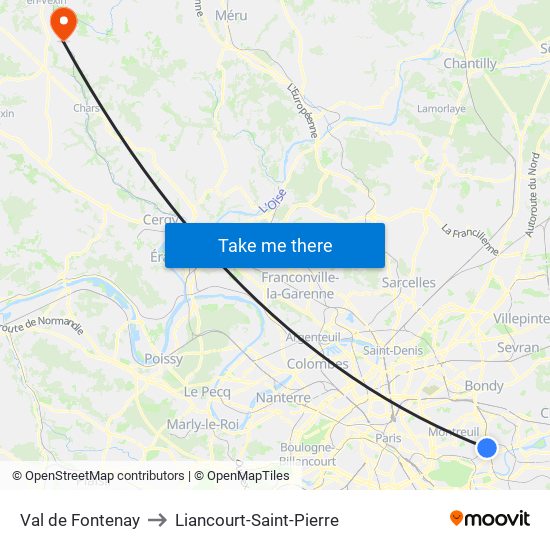 Val de Fontenay to Liancourt-Saint-Pierre map
