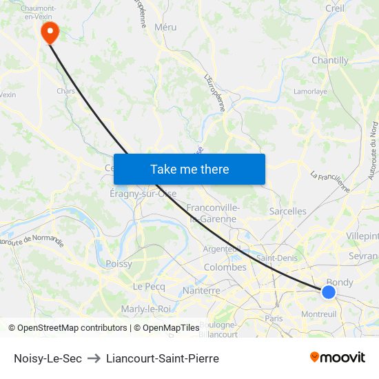 Noisy-Le-Sec to Liancourt-Saint-Pierre map