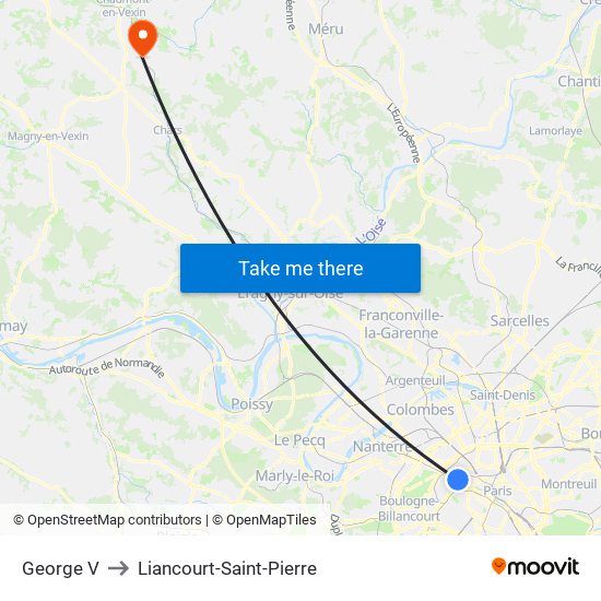 George V to Liancourt-Saint-Pierre map