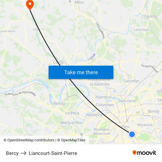 Bercy to Liancourt-Saint-Pierre map