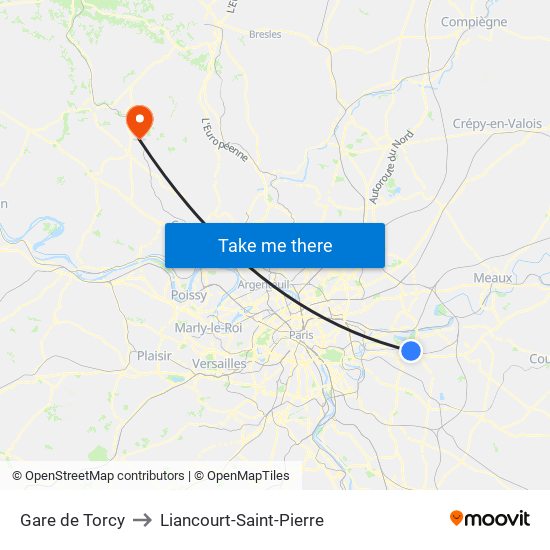 Gare de Torcy to Liancourt-Saint-Pierre map