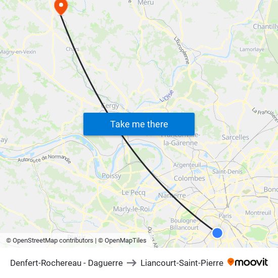 Denfert-Rochereau - Daguerre to Liancourt-Saint-Pierre map