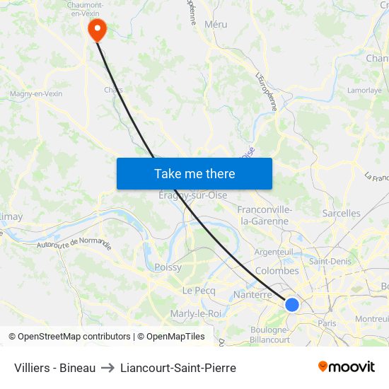 Villiers - Bineau to Liancourt-Saint-Pierre map