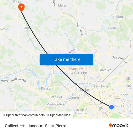 Gallieni to Liancourt-Saint-Pierre map