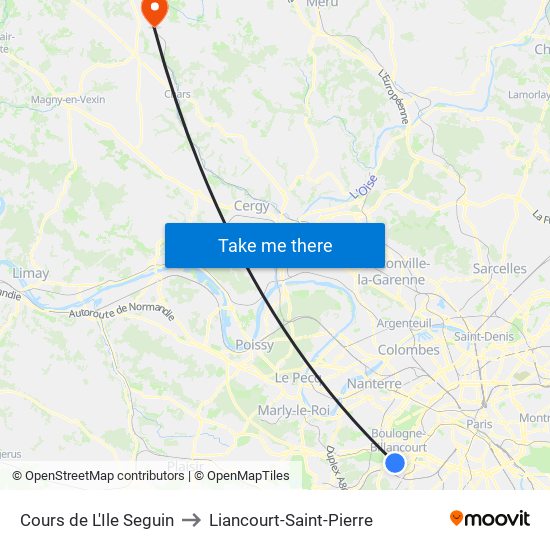 Cours de L'Ile Seguin to Liancourt-Saint-Pierre map