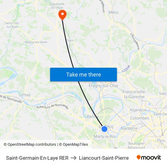 Saint-Germain-En-Laye RER to Liancourt-Saint-Pierre map