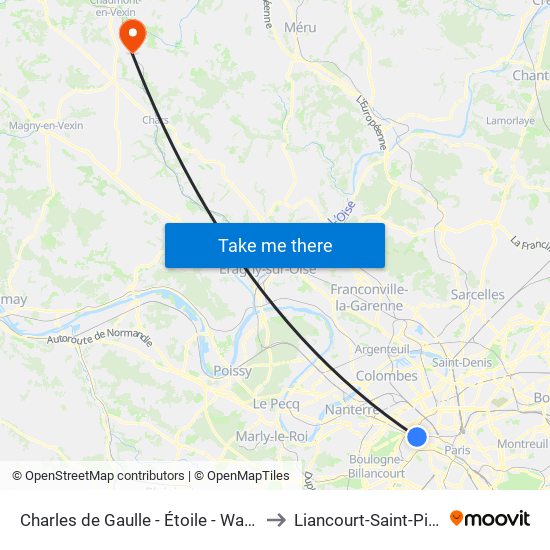 Charles de Gaulle - Étoile - Wagram to Liancourt-Saint-Pierre map