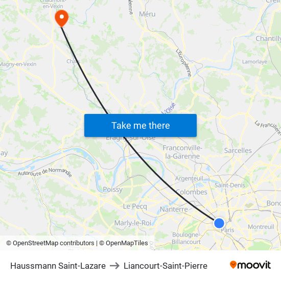 Haussmann Saint-Lazare to Liancourt-Saint-Pierre map