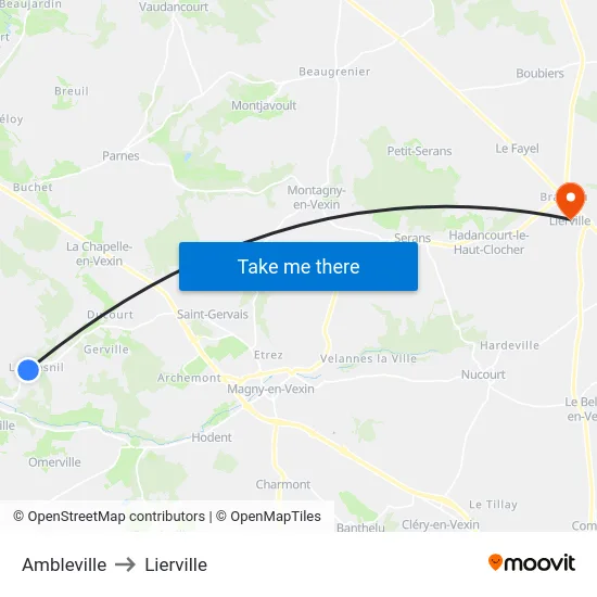 Ambleville to Lierville map