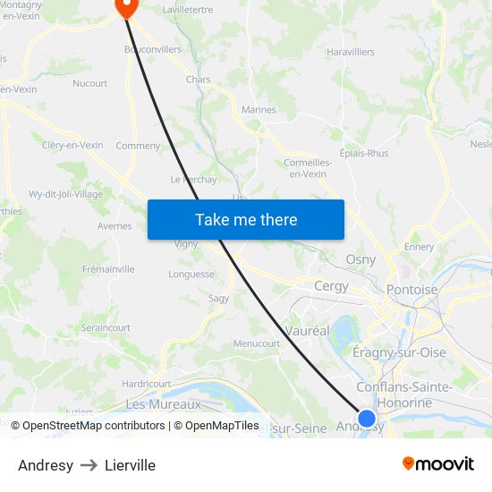 Andresy to Lierville map