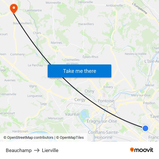 Beauchamp to Lierville map