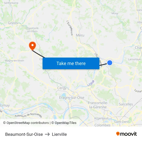 Beaumont-Sur-Oise to Lierville map