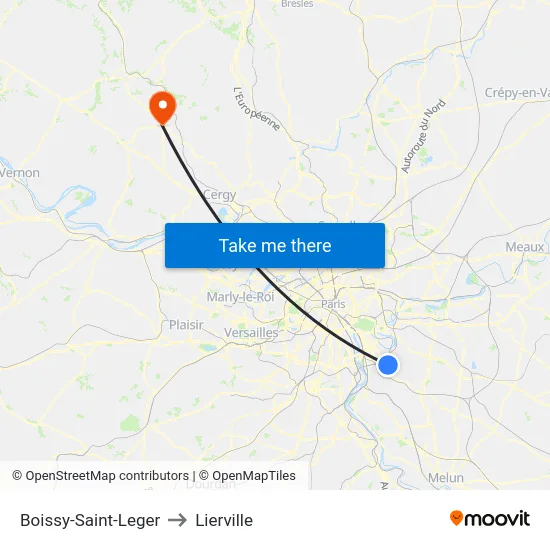 Boissy-Saint-Leger to Lierville map