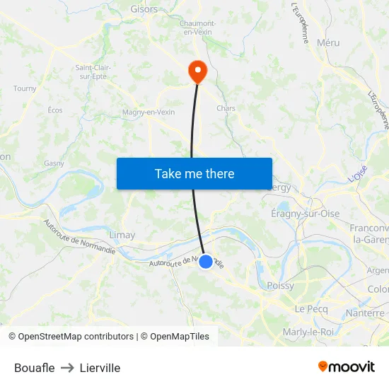 Bouafle to Lierville map