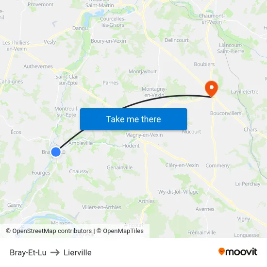 Bray-Et-Lu to Lierville map