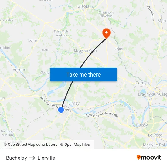 Buchelay to Lierville map
