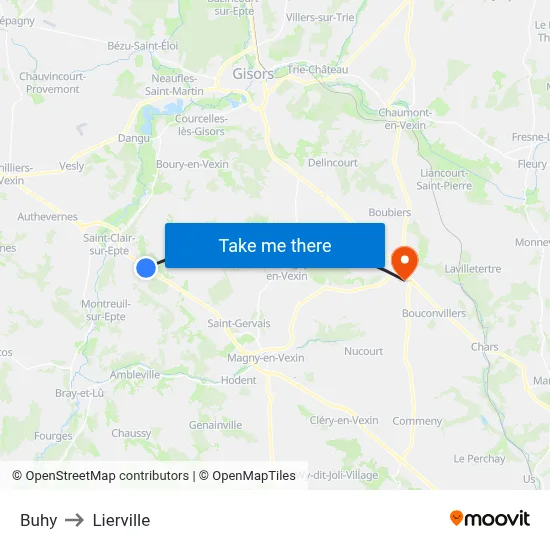 Buhy to Lierville map