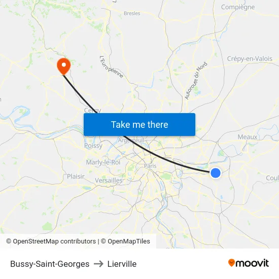 Bussy-Saint-Georges to Lierville map