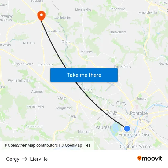Cergy to Lierville map