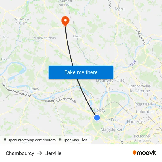 Chambourcy to Lierville map