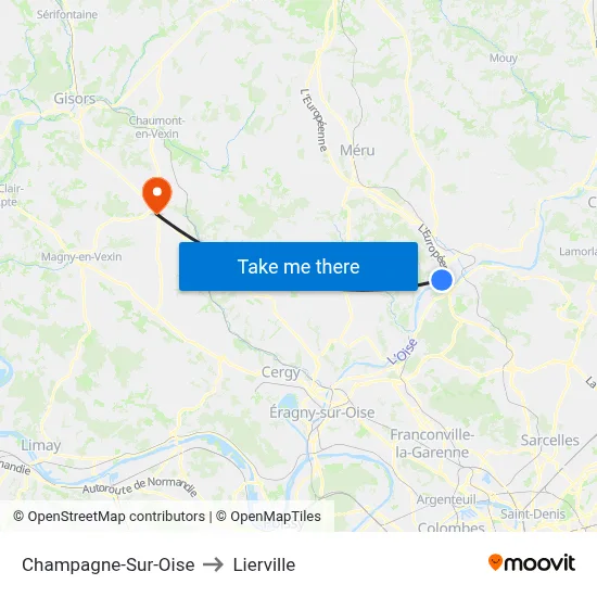 Champagne-Sur-Oise to Lierville map