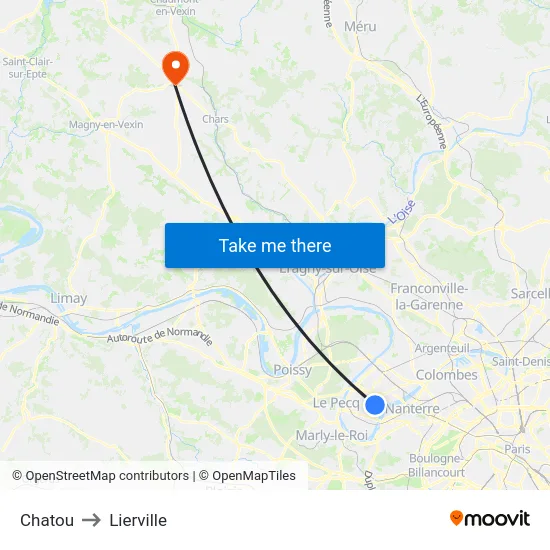 Chatou to Lierville map