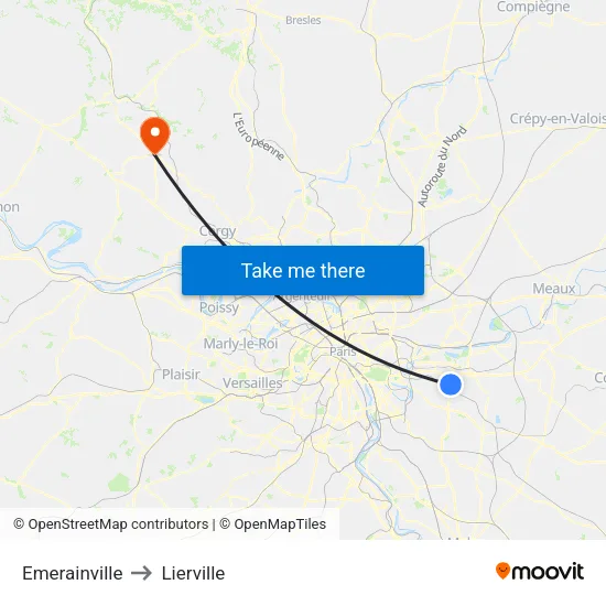 Emerainville to Lierville map