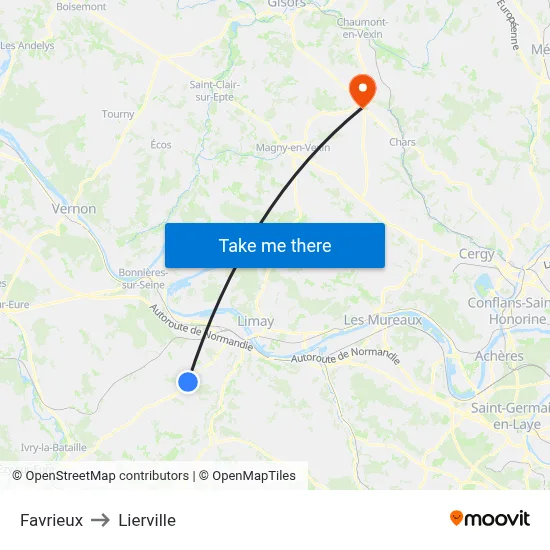 Favrieux to Lierville map