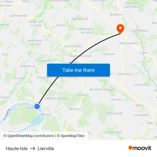 Haute-Isle to Lierville map