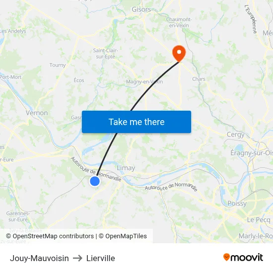 Jouy-Mauvoisin to Lierville map