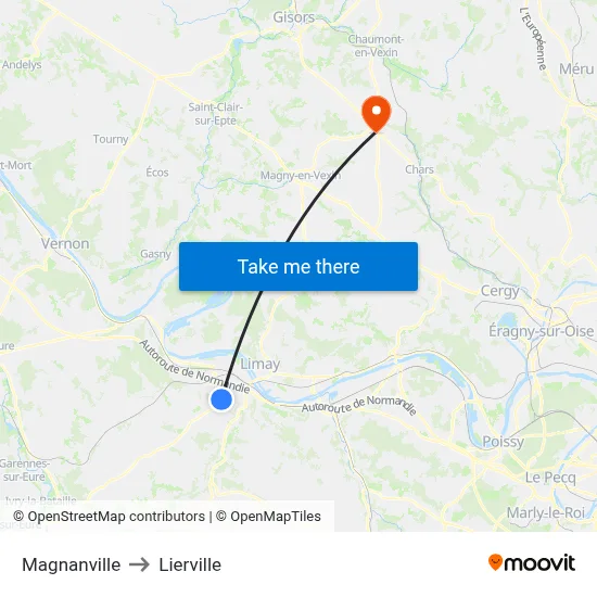 Magnanville to Lierville map