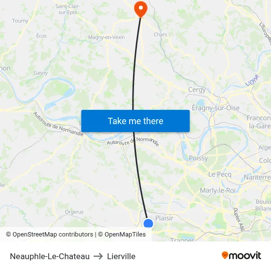 Neauphle-Le-Chateau to Lierville map